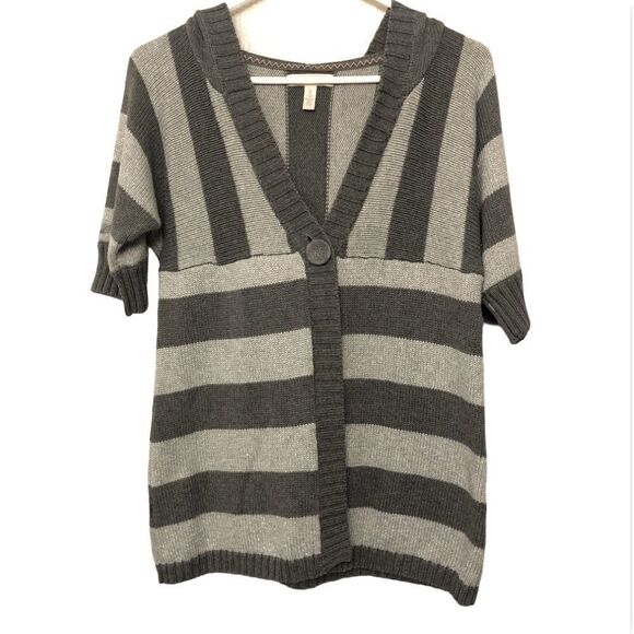 Aeropostale Sweaters - Aeropostale hooded button front cardigan sweater gray striped L/juniors